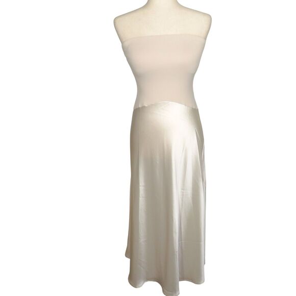 OGL Midnight Acetate Non Slip Strapless Midi Brami Dress Champagne Size Small - Picture 1 of 12